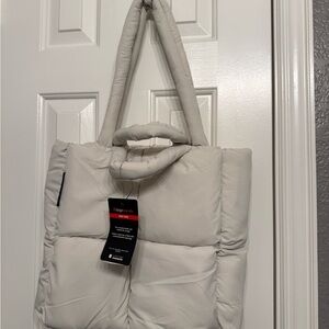 Stylish Puffy Tote in Light Gray